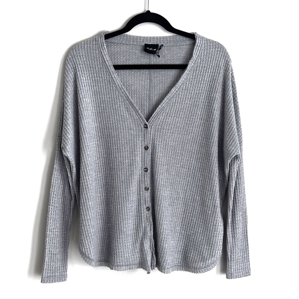 Out From Under Cozy Waffle Knit Gray Oversized Cardigan Top size XS